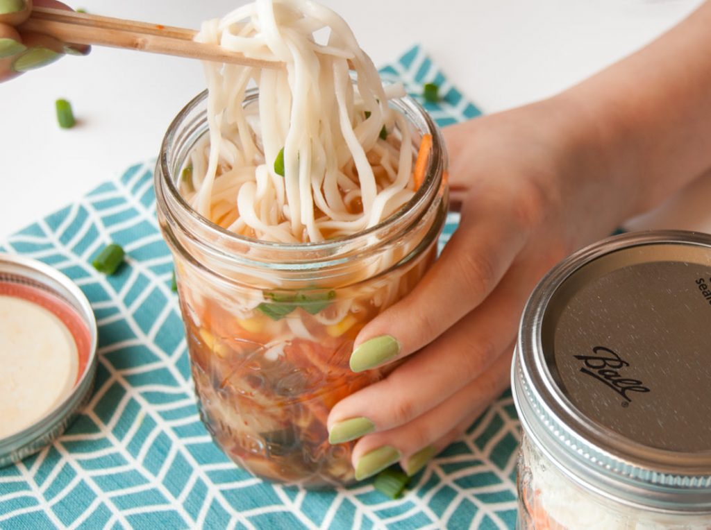 homemade instant healthy ramen in mason jar